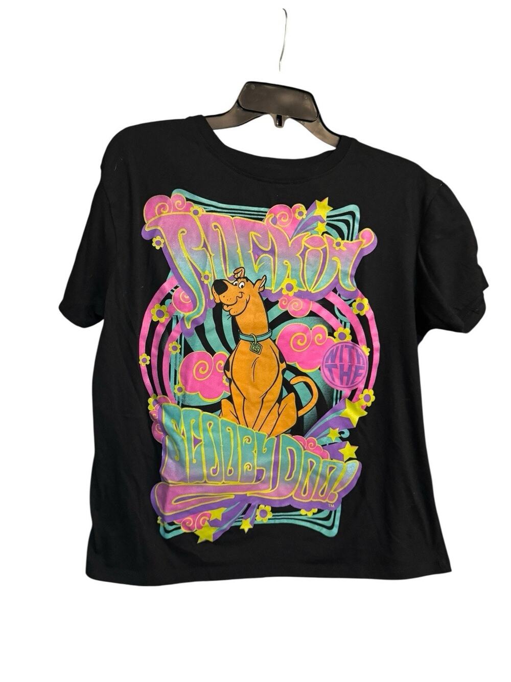 Rockin with the Scooby Doo T Shirt Men’s Small Black Multicolor Psychedelic